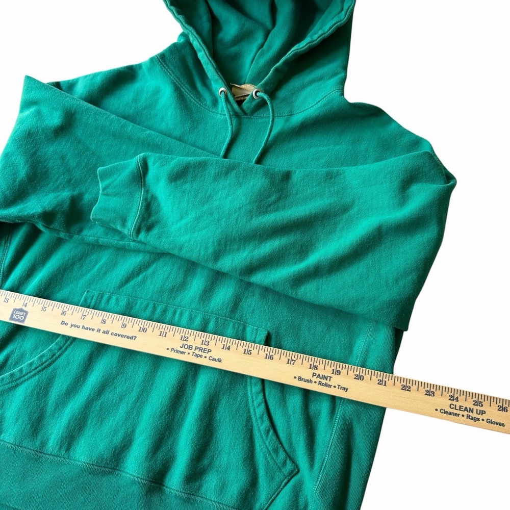 Vintage Champion Reverse Weave Green Hoodie Sweatshirt Size Medium M Patch Logo - Picture 5 of 8